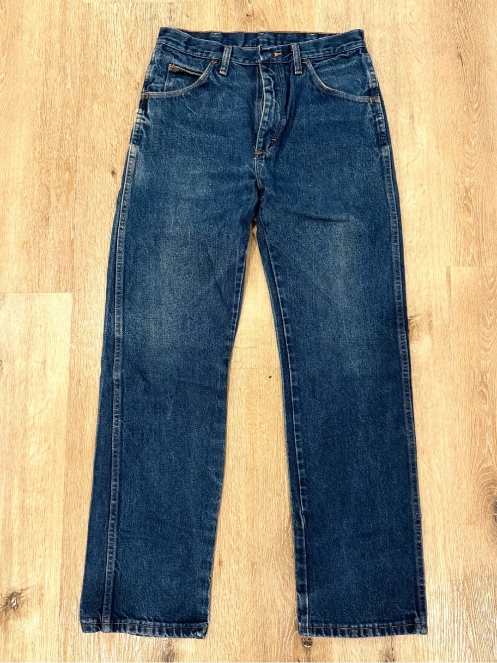 Vintage Rustler 90s Men's Dark Blue Straight-Leg Jeans